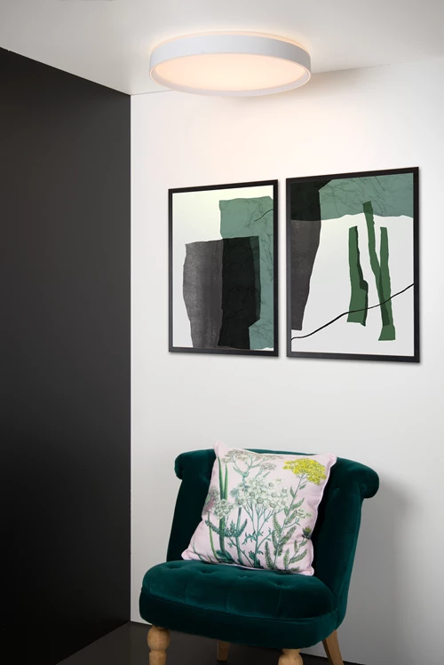 Lucide NURIA - Plafonnière - Ø 50 cm - LED 3 StepDim - 1x36W 2700K - Wit - sfeer 1